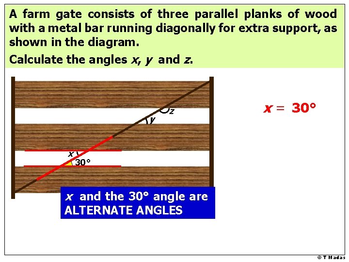 A farm gate consists of three parallel planks of wood with a metal bar