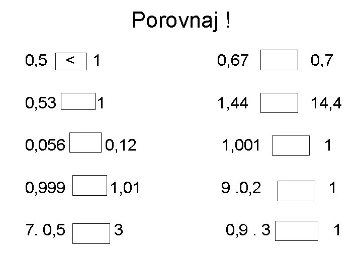 Porovnaj ! 0, 53 < 1 0, 67 0, 7 1 1, 44 14,