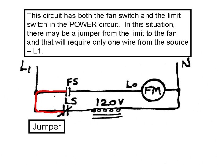 This circuit has both the fan switch and the limit switch in the POWER