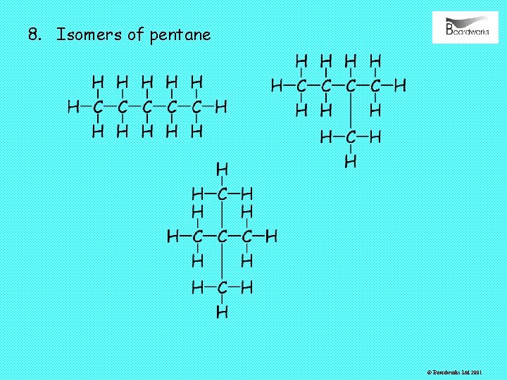 8. Isomers of pentane © Boardworks Ltd 2001 