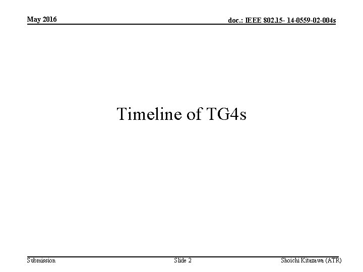 May 2016 doc. : IEEE 802. 15 - 14 -0559 -02 -004 s Timeline