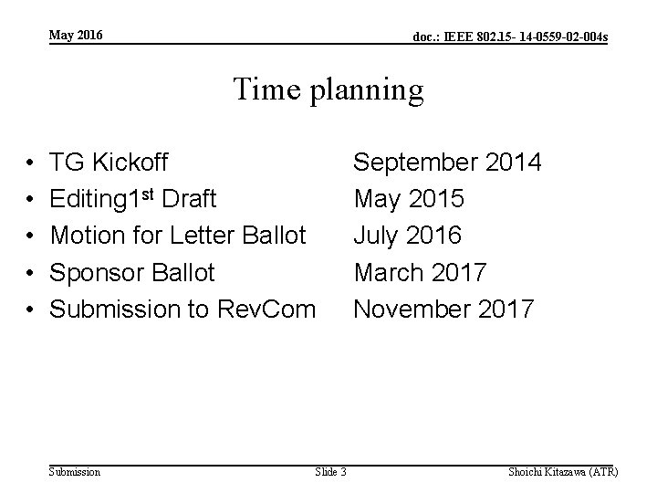 May 2016 doc. : IEEE 802. 15 - 14 -0559 -02 -004 s Time