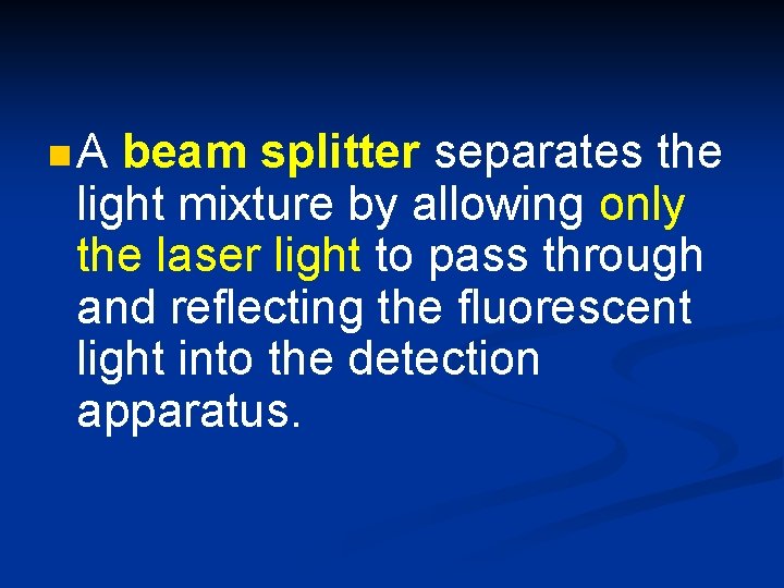 n. A beam splitter separates the light mixture by allowing only the laser light