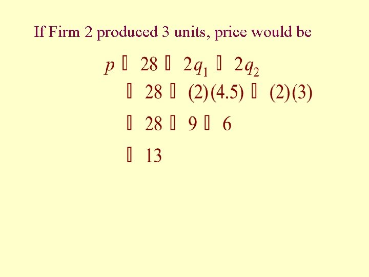 If Firm 2 produced 3 units, price would be 