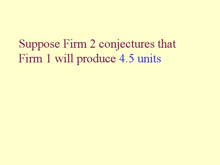Suppose Firm 2 conjectures that Firm 1 will produce 4. 5 units 