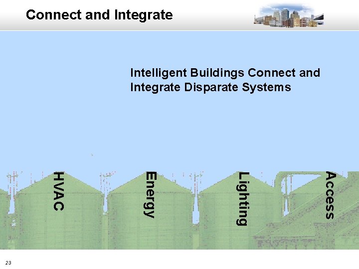 Connect and Integrate Intelligent Buildings Connect and Integrate Disparate Systems Access Lighting Energy HVAC