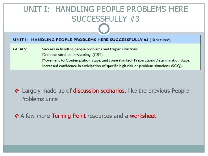 UNIT I: HANDLING PEOPLE PROBLEMS HERE SUCCESSFULLY #3 v Largely made up of discussion