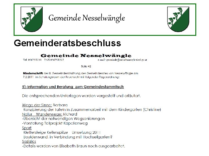 Gemeinde Nesselwängle Gemeinderatsbeschluss 