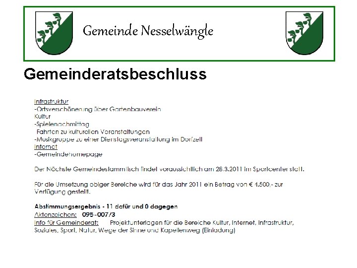 Gemeinde Nesselwängle Gemeinderatsbeschluss 