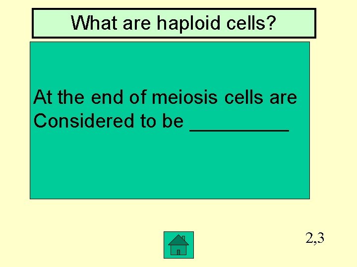 What are haploid cells? At the end of meiosis cells are Considered to be