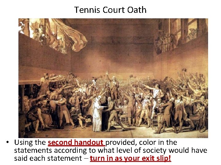 Tennis Court Oath • Using the second handout provided, color in the statements according