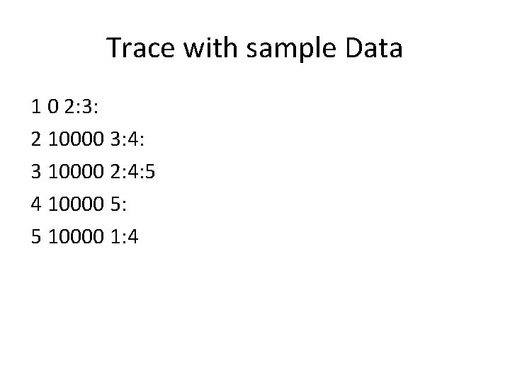 Trace with sample Data 1 0 2: 3: 2 10000 3: 4: 3 10000