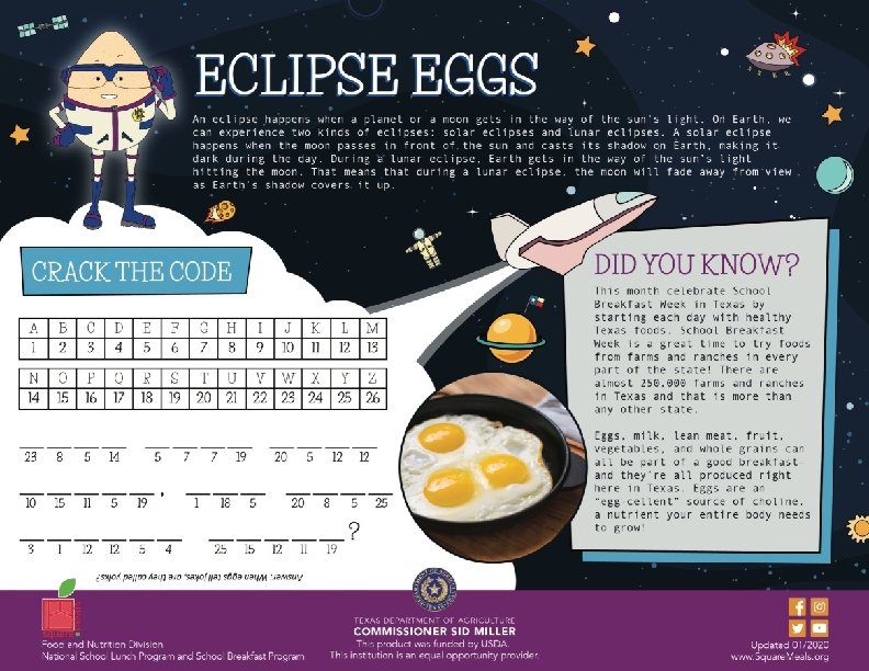 “Eclipse Eggs” An eclipse happens when a planet or a moon gets in the