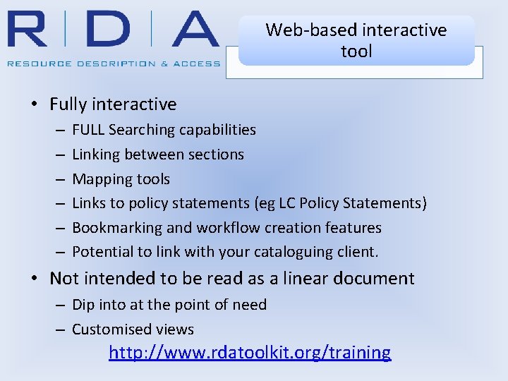 Web-based interactive tool • Fully interactive – – – FULL Searching capabilities Linking between