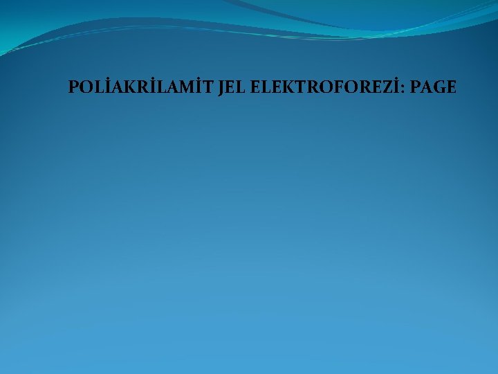 POLİAKRİLAMİT JEL ELEKTROFOREZİ: PAGE 