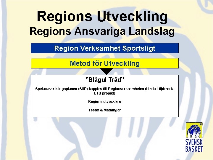 Regions Utveckling Regions Ansvariga Landslag Region Verksamhet Sportsligt Metod för Utveckling ”Blågul Tråd” Spelarutvecklingsplanen