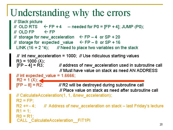 Understanding why the errors // Stack picture // OLD RTS FP + 4 -- Understanding why the errors // Stack picture // OLD RTS FP + 4 --