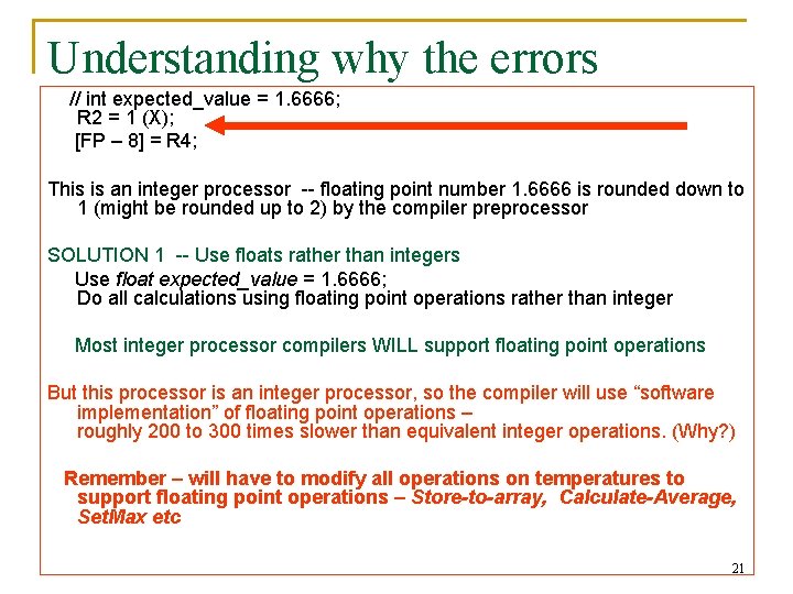 Understanding why the errors // int expected_value = 1. 6666; R 2 = 1 Understanding why the errors // int expected_value = 1. 6666; R 2 = 1