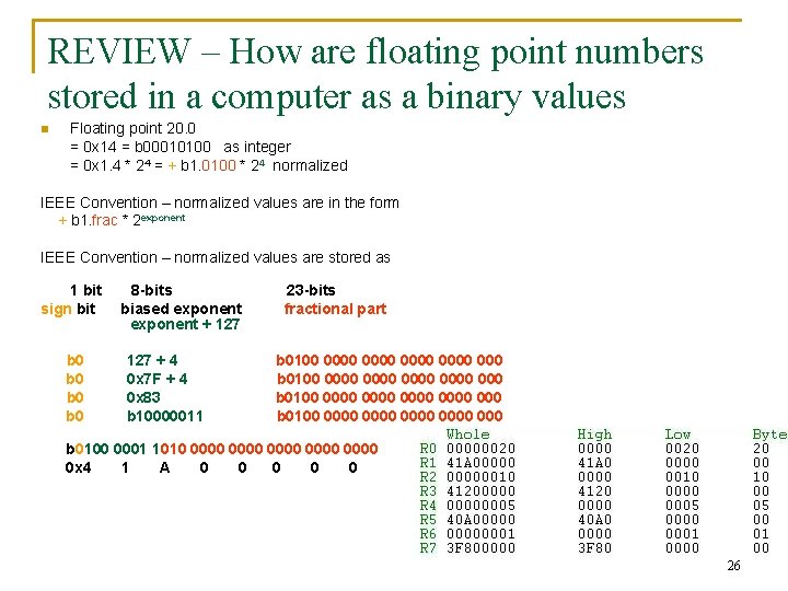 REVIEW – How are floating point numbers stored in a computer as a binary REVIEW – How are floating point numbers stored in a computer as a binary