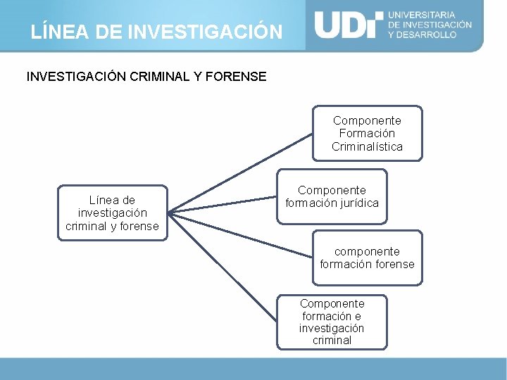 LÍNEA DE INVESTIGACIÓN CRIMINAL Y FORENSE Componente Formación Criminalística Línea de investigación criminal y