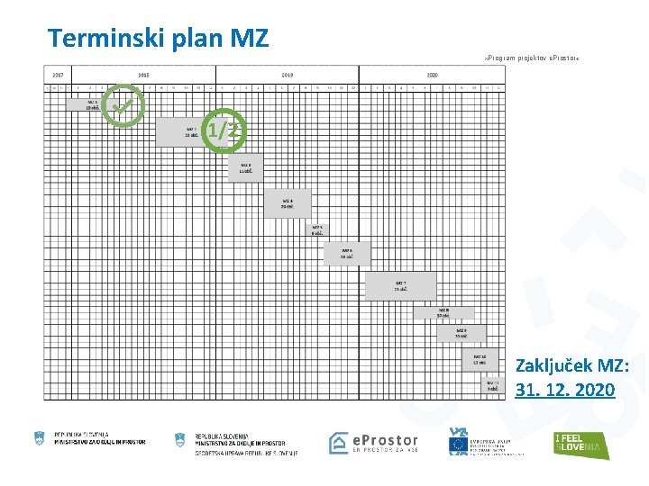 Terminski plan MZ » Program projektov e. Prostor « 1/2 Zaključek MZ: 31. 12.