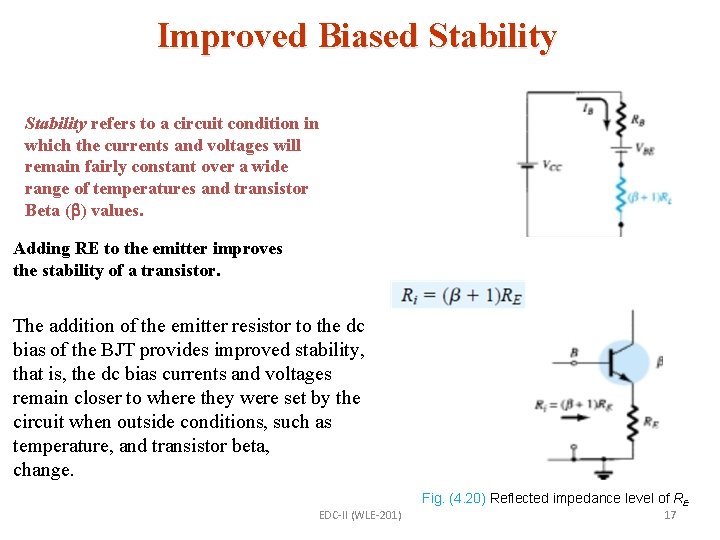Improved Biased Stability refers to a circuit condition in which the currents and voltages
