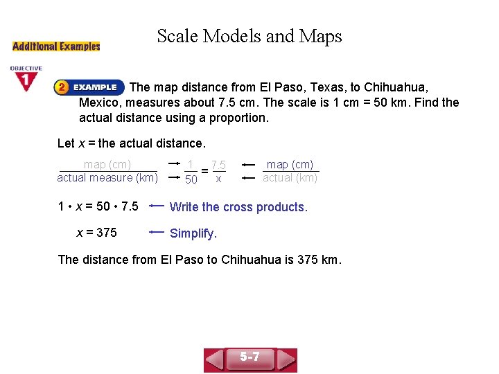 COURSE 3 LESSON 5 -7 Scale Models and Maps The map distance from El COURSE 3 LESSON 5 -7 Scale Models and Maps The map distance from El