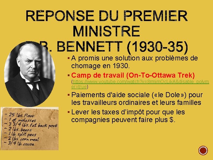 § A promis une solution aux problèmes de chomage en 1930. § Camp de