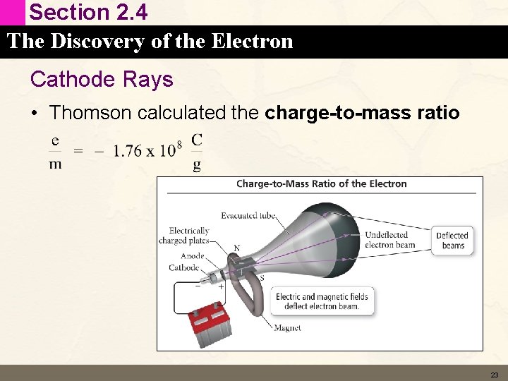 Section 2. 4 The Discovery of the Electron Cathode Rays • Thomson calculated the