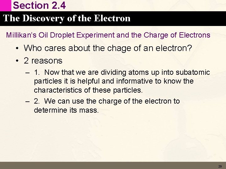 Section 2. 4 The Discovery of the Electron Millikan’s Oil Droplet Experiment and the