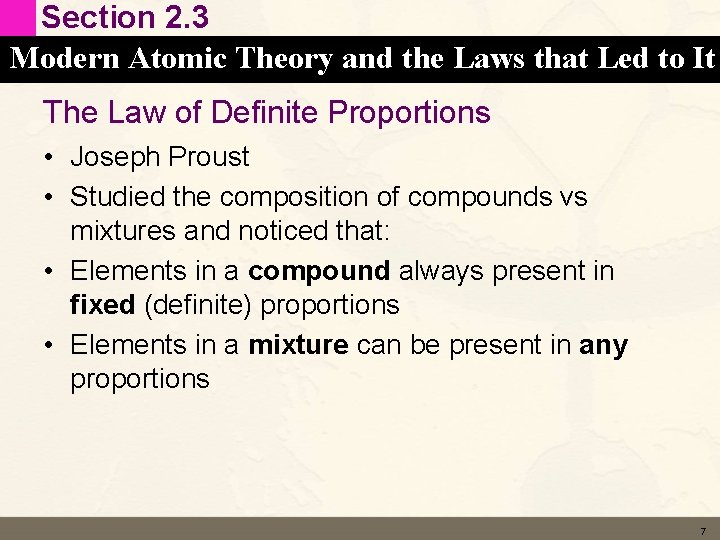 Section 2. 3 Modern Atomic Theory and the Laws that Led to It The