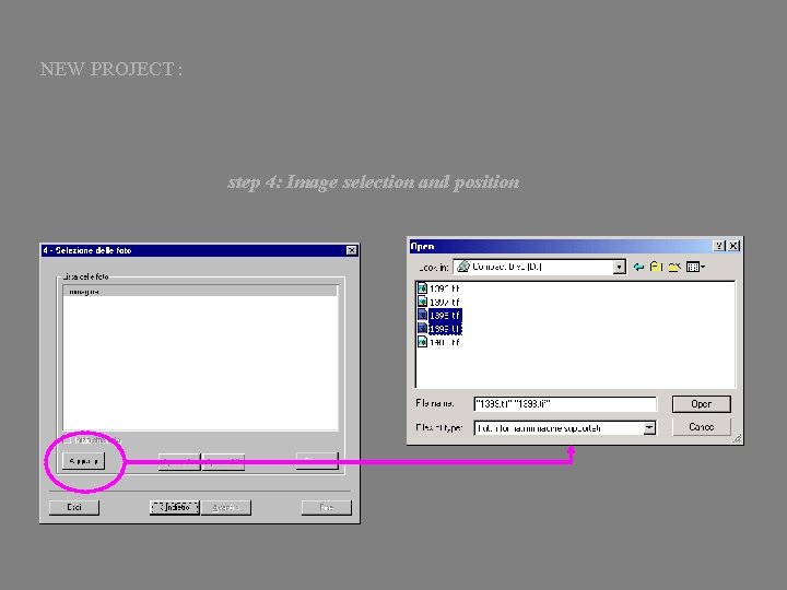NEW PROJECT : step 4: Image selection and position 
