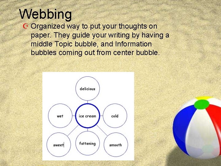 Webbing Z Organized way to put your thoughts on paper. They guide your writing