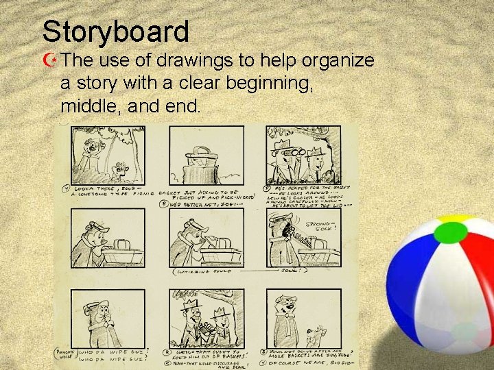 Storyboard Z The use of drawings to help organize a story with a clear