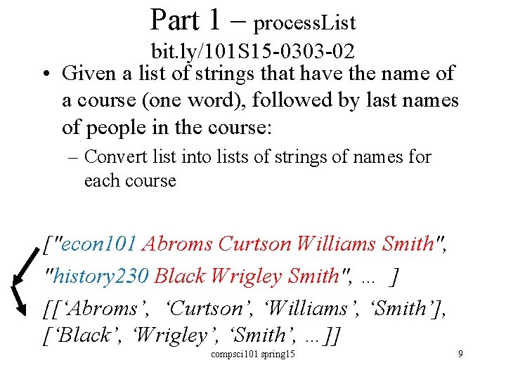 Part 1 – process. List bit. ly/101 S 15 -0303 -02 • Given a