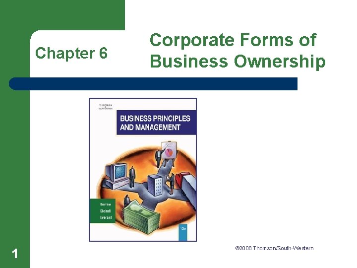 Chapter 6 1 Corporate Forms of Business Ownership © 2008 Thomson/South-Western Chapter 6 Corporate
