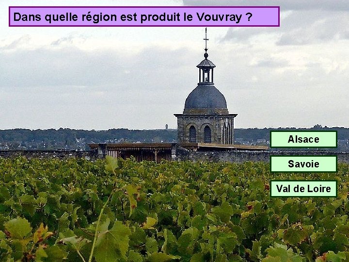 Dans quelle région est produit le Vouvray ? Alsace Savoie Val de Loire 