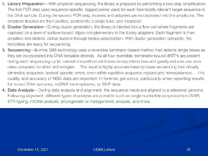 December 15, 2021 CEMB, Lahore 28 