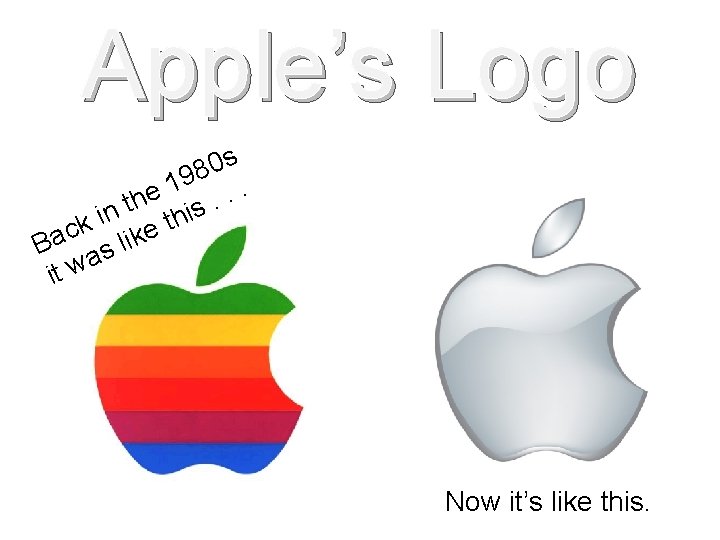 Apple’s Logo s 0 98. 1. e. h t s i n i h