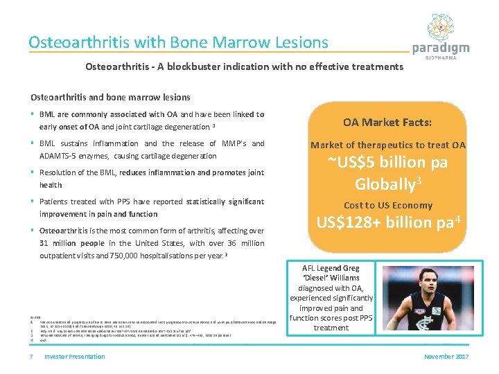 Osteoarthritis with Bone Marrow Lesions Osteoarthritis - A blockbuster indication with no effective treatments