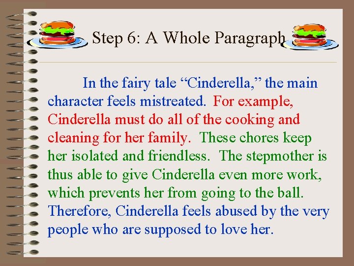 Step 6: A Whole Paragraph In the fairy tale “Cinderella, ” the main character