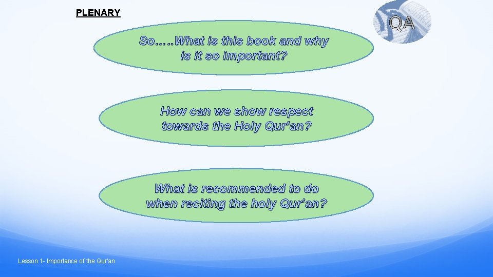 PLENARY So…. . What is this book and why is it so important? How