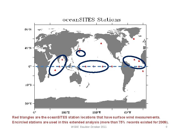 c Red triangles are the ocean. SITES station locations that have surface wind measurements.