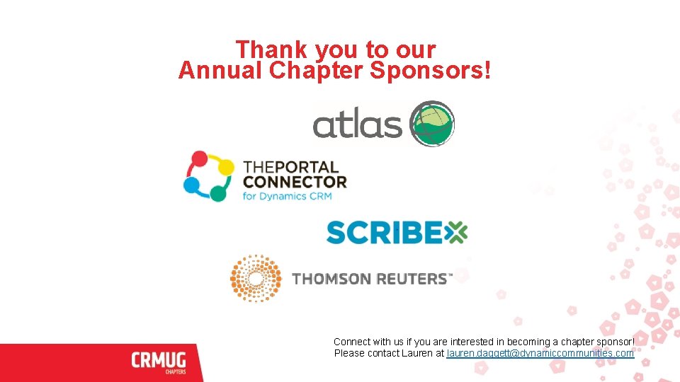 Thank you to our Annual Chapter Sponsors! Connect with us if you are interested