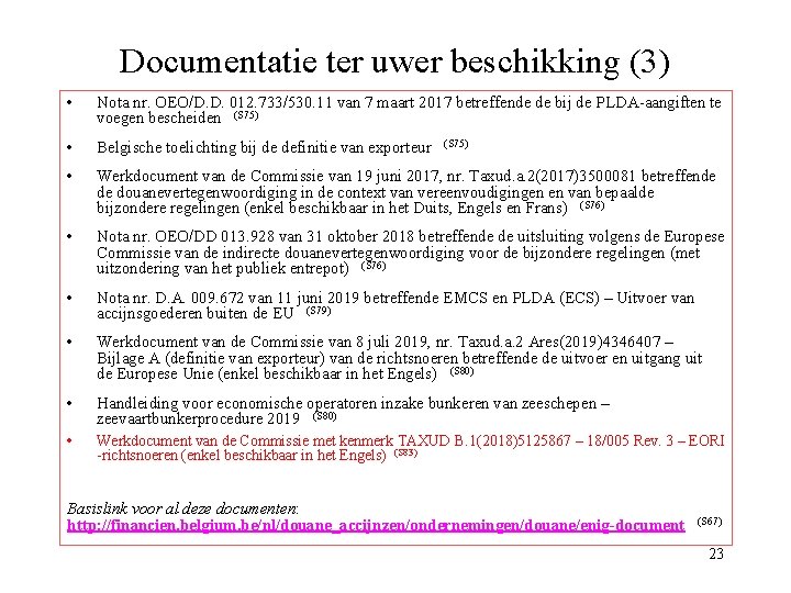 Documentatie ter uwer beschikking (3) • Nota nr. OEO/D. D. 012. 733/530. 11 van