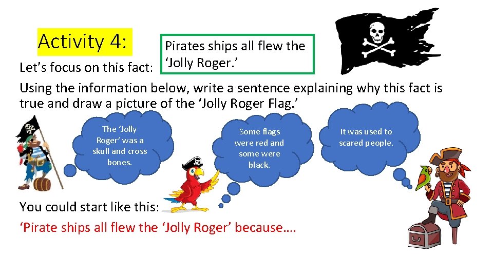 Activity 4: Pirates ships all flew the Let’s focus on this fact: ‘Jolly Roger.