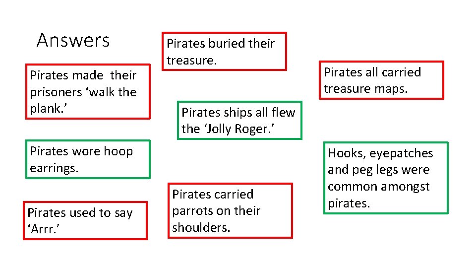 Answers Pirates made their prisoners ‘walk the plank. ’ Pirates buried their treasure. Pirates