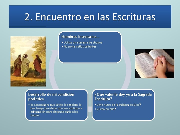 2. Encuentro en las Escrituras Hombres insensatos. . . • Utiliza una terapia de