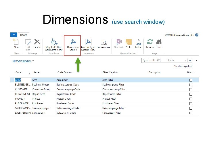 Dimensions (use search window) 