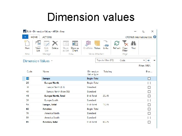 Dimension values 